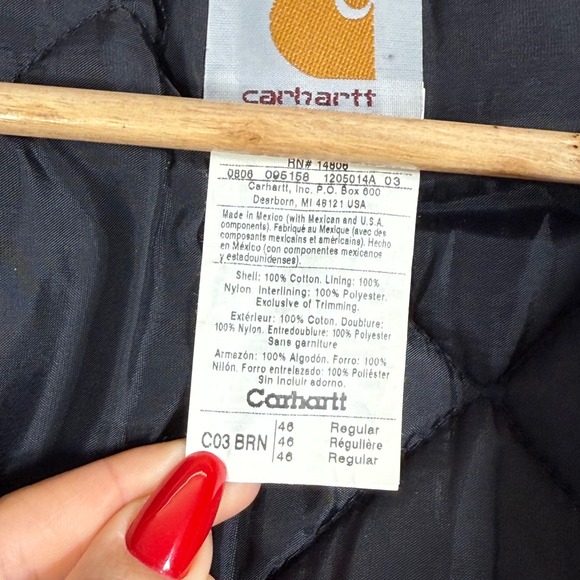 Vintage Carhartt C03 BRN Arctic Quilt Lined Duck Canvas Jacket  Coat Men's sz 46 - Picture 6 of 10